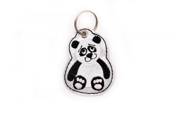Sale Schlüsselanhänger Panda in silber Glitzer